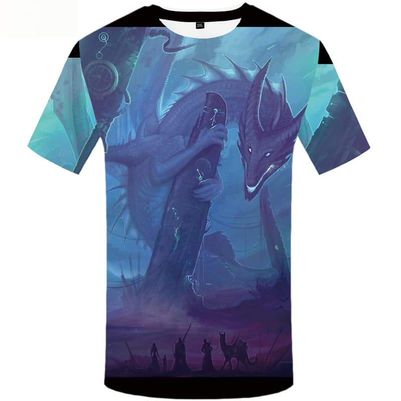 Dragon T shirts Men Animal Tshirt Anime War T shirts Funny Short Sleeve - KYKU