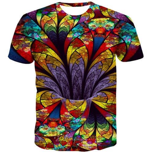 Psychedelic T shirts Men Flower Tshirts Novelty Art Tshirt Anime Colorful Tshirts Casual Abstract T shirts Funny Short Sleeve - KYKU