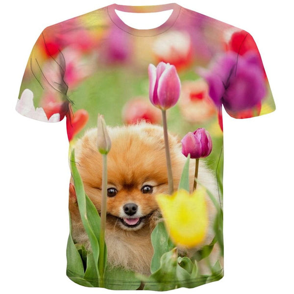 
dog t shirts Puppy Cute animal top tee male art costume Casual big Smart dogs
                