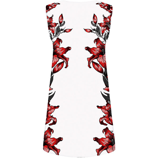 
Flower Dress Women Art Party Graffiti 3d Print White Beach Black And White Sundress Womens Clothing Summer
                