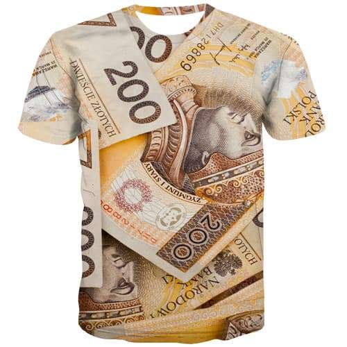 Money T shirts Men Poland Tshirts Novelty Character Tshirt Anime Harajuku Tshirts Cool Vintage Tshirt Printed Short Sleeve - KYKU