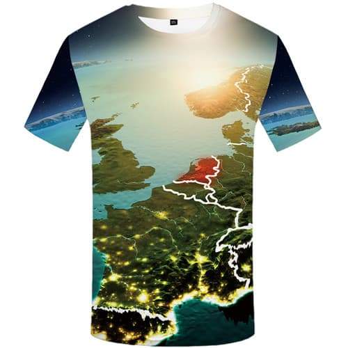 World Map T-shirt Men Forest T-shirts 3d Ocean Tshirts Cool Harajuku T shirts Funny Gothic Tshirts Novelty Short Sleeve summer - KYKU