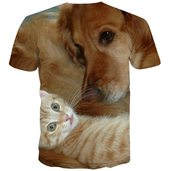 
shirt animal docile pets Casual shirt 3D men Cool cat and dog art costume
                