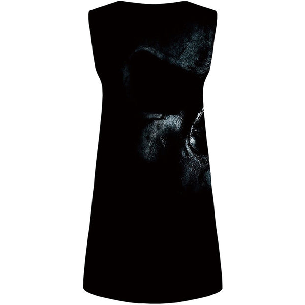 
Skull Dress Women Skeleton Short Black 3d Print Gothic Boho Punk Vestido Sexy Womens Clothing Casual
                