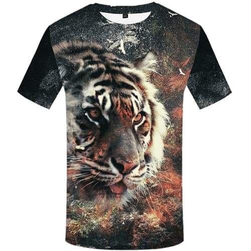 Tiger T-shirt Men Animal T-shirts Graphic Vintage Tshirts Cool Graffiti Tshirt Printed Gothic Tshirt Anime Short Sleeve Fashion - KYKU