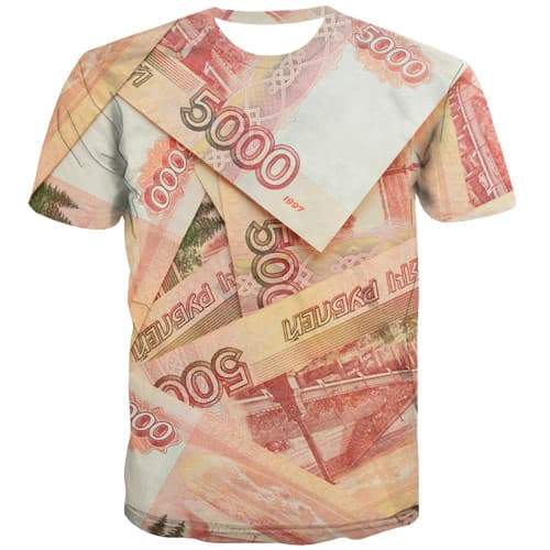 Money T-shirt Men Russian Ruble T shirts Funny Russia Tshirt Printed Abstract Tshirts Novelty Harajuku Shirt Print Short Sleeve - KYKU