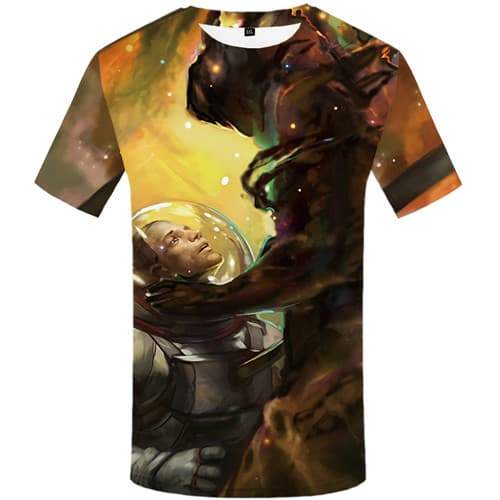 Astronaut T shirts Men War Tshirt Printed Colorful Shirt Print Graffiti Tshirt Anime Cartoon T-shirts Graphic Short Sleeve - KYKU
