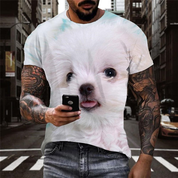 
Little White Dog t shirts Puppy Cute Pets tee shirt man art costume Cool big Smart dogs
                