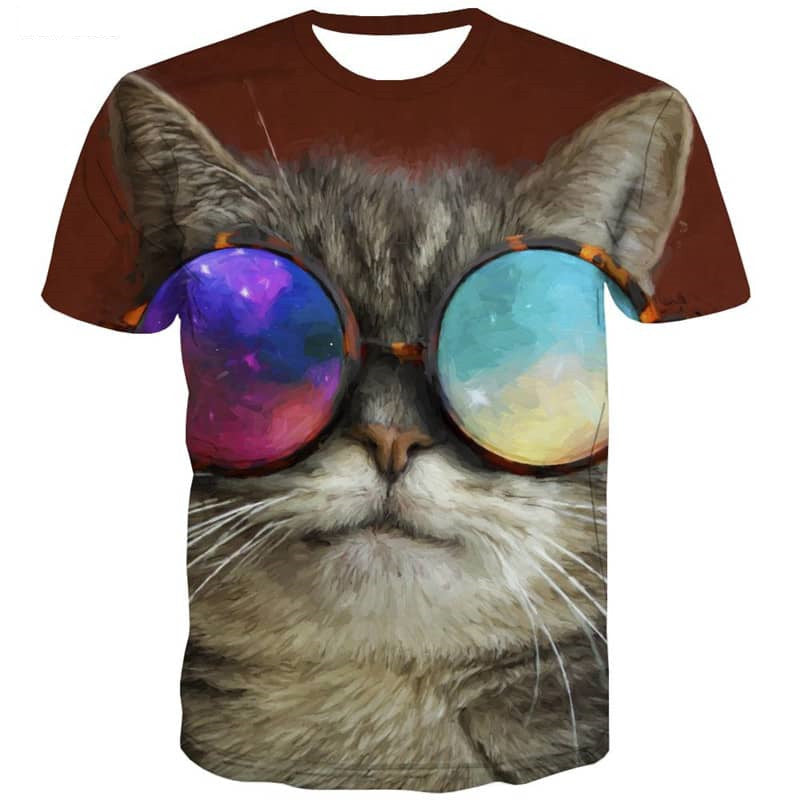 shirt kitten tshirt 3D cat art costume Casual pet men
