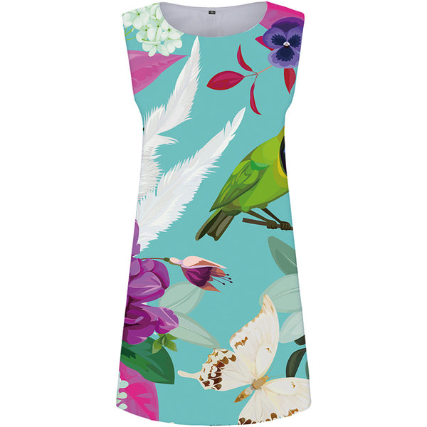Bird Dress Women Butterfly Boho Feather Office Animal Sexy Flower 3d Print Womens Clothing Summer