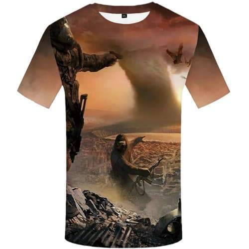 Gun T-shirt Men Animal Tshirts Novelty Alien Tshirt Anime War Tshirts Cool Cosplay Shirt Print Short Sleeve summer Men women - KYKU