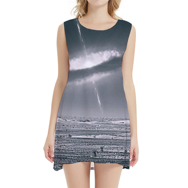 Galaxy Dress Women Nebula Beach Lightning Sundress Gray Party Vortex Ladies Dresses Womens Clothing Casual
