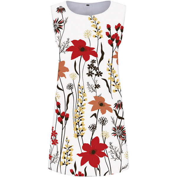 Flower Dress Women White Short Colorful 3d Print Graffiti Party Art Sexy