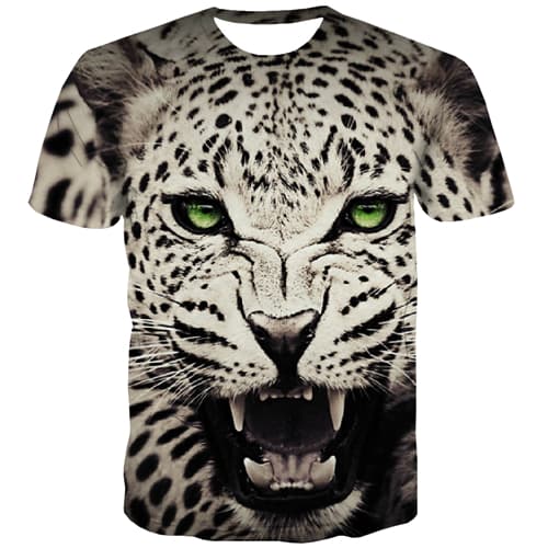 Leopard T shirts Men Animal T shirts Funny Tiger T-shirts Graphic Funny T-shirts 3d Ferocious Tshirt Anime Short Sleeve - KYKU