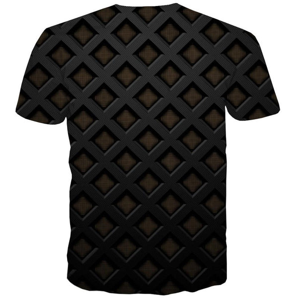 
black grid pattern t shirt Cool special texture different Casual men art costume
                