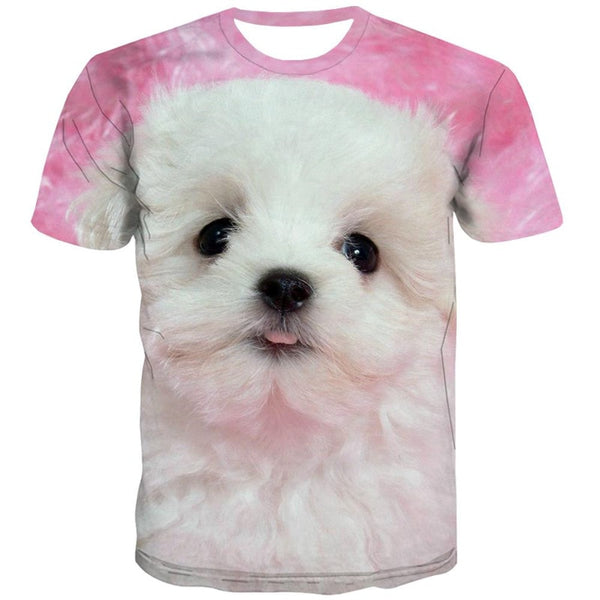 
shirt Little White dog Puppy Cute Pets Funny 3D t shirt big Smart dogs Casual man art costume
                