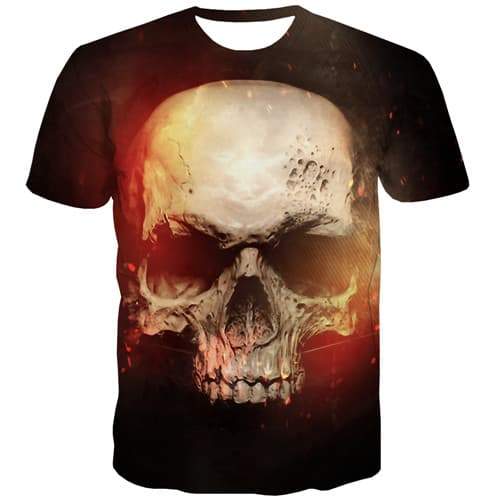 Skull T-shirt Men Skeleton Tshirts Casual War T-shirts 3d Black Tshirt Printed Rock T shirts Funny Short Sleeve Fashion Mens - KYKU