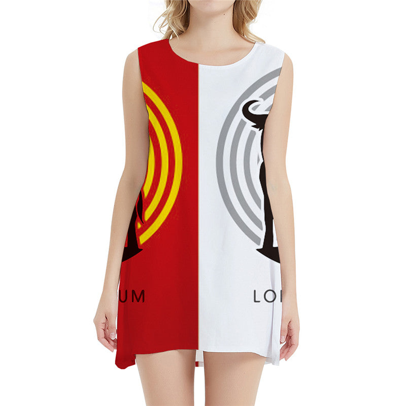 Harajuku Dress Women Graffiti Sundress Colorful Ladies Dresses Gothic Halter Sleeveless Spain Vestido Sexy Womens Clothing