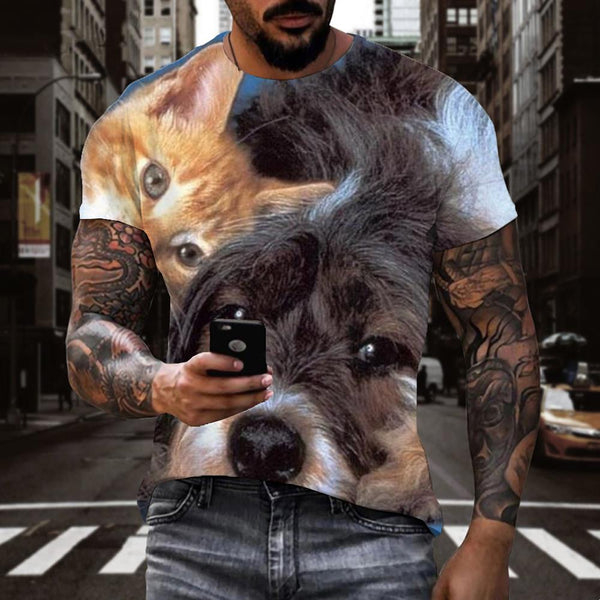 
shirt animaldocile pets CoolCasual art costume men cat and dog
                