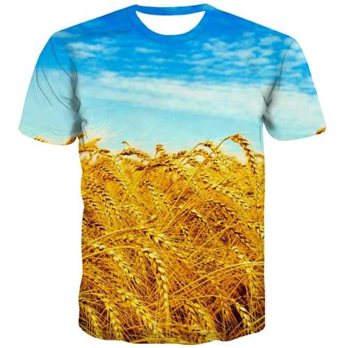 Food T-shirt Men Blue Sky Tshirt Anime Harajuku T shirts Funny Golden Tshirts Cool Leisure T-shirts Graphic Short Sleeve summer - KYKU