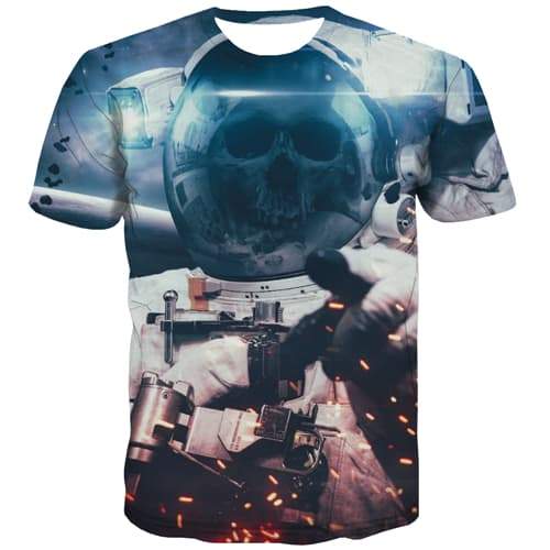 Skull T-shirt Men Military Tshirts Cool Metal T-shirts 3d Technology T-shirts Graphic Hip Hop Shirt Print Short Sleeve - KYKU