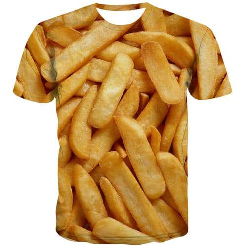 French Fries T shirts Men Food Tshirt Anime Harajuku T shirts Funny Gothic Tshirts Casual Short Sleeve Punk Rock Mens New O-neck - KYKU