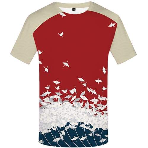 Wave T shirts Men Animal Tshirt Anime Moon T-shirts 3d Art Tshirt Printed Cartoon Shirt Print Short Sleeve Fashion Men Tee Slim - KYKU