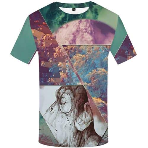 Smoking Monkey T shirts Men Geometric Flower T-shirts 3d Splice Tshirts Cool Animal Tshirts Casual Colorful Tshirt Anime - KYKU