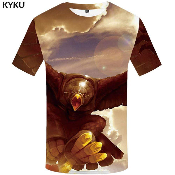 Eagle T-shirts Men Metal T shirts Funny Animal T-shirt 3d Space Tshirts Print Cloud Tshirt Anime Mens Fashion Casual Unisex - KYKU