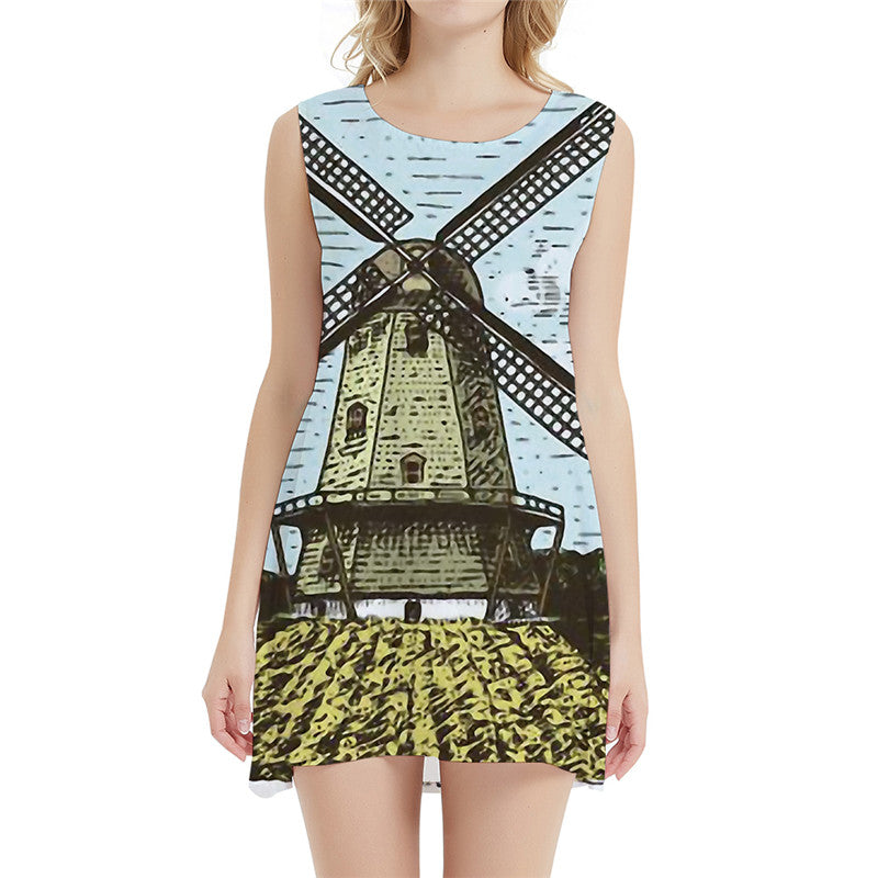 Windmill Dress Women Geometric Boho Netherlands Party Mechanical Beach Vintage Ladies Dresses Womens Clothing Tassel