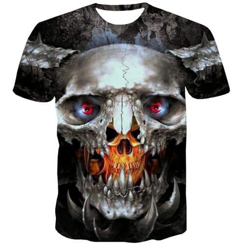 Skull T-shirt Men Skeleton T-shirts Graphic Flame Tshirts Novelty Punk Tshirts Casual Gothic T-shirts 3d Short Sleeve Hip hop - KYKU