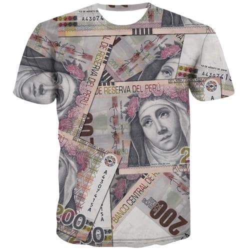 Money T-shirt Men Flower Shirt Print Peru Tshirt Anime Harajuku Tshirts Casual Vintage T shirts Funny Short Sleeve Fashion - KYKU