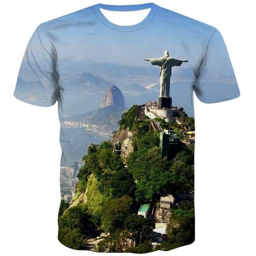 Jesus T shirts Men Landscape Tshirts Novelty Forest Tshirt Anime Rock T-shirts Graphic Short Sleeve summer Mens Tee Male - KYKU