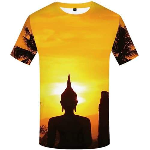 Coconut Tree T shirts Men Buddha T-shirts 3d Sky T-shirts Graphic Harajuku Tshirts Novelty Gothic Tshirts Cool Short Sleeve - KYKU