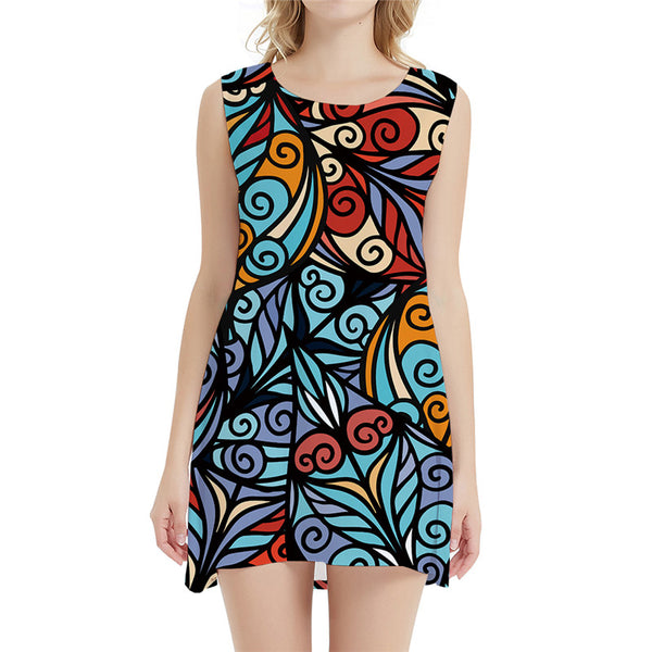 Graphics Dress Women Flower Korean Style Colorful Sexy Art Party Gothic Sundress Womens Clothing Casual