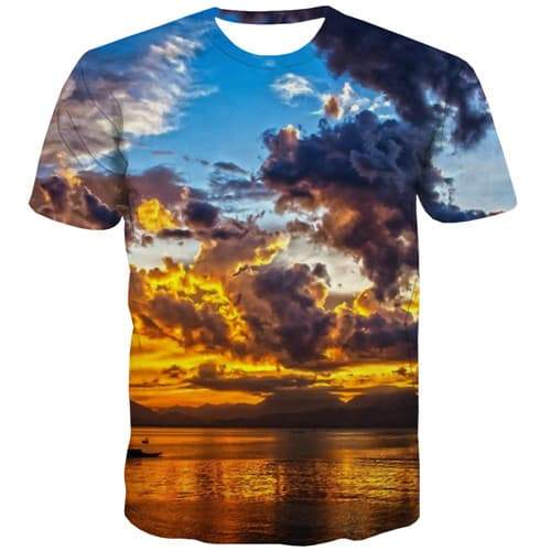 Galaxy T shirts Men Space T shirts Funny Cloud T-shirts 3d Sky Tshirt Anime Harajuku Tshirts Cool Short Sleeve Hip hop Men/women - KYKU