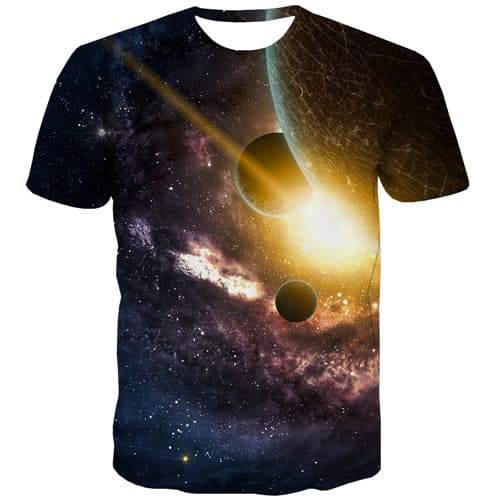 Galaxy Space T-shirt Men Nebula Tshirt Printed Moon T-shirts 3d Earth Shirt Print Harajuku T-shirts Graphic Short Sleeve - KYKU