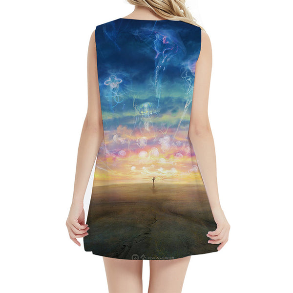 
Jellyfish Dress Women Character Sexy Psychedelic Short Galaxy Tank Nebula Korean Style Womens Clothing Summer
                