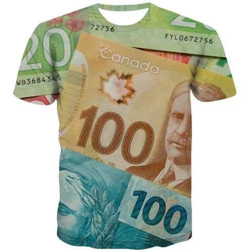 Money T-shirt Men Canadian Dollar T shirts Funny Canada Tshirt Printed Flower Tshirts Novelty Harajuku Tshirts Casual - KYKU