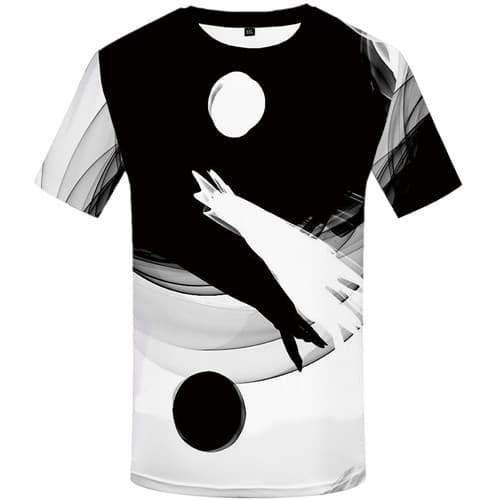 Yin Yang T-shirt Men Black And White T-shirts 3d Harajuku Tshirts Cool Gothic Tshirt Anime Short Sleeve Fashion Men/women Tops - KYKU