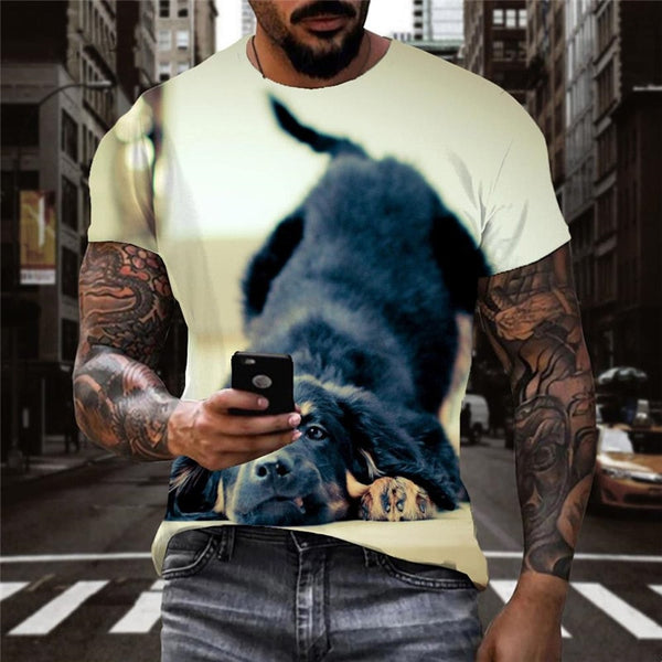 
t shirt dog shirt tee Puppy Cute animal big Smart dogs art costume men's Casual
                