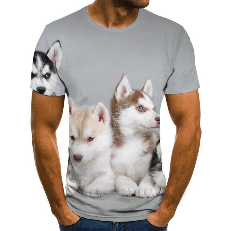 shirt Husky dog Puppy Cute Pets Cool Casual art costume men big Smart Husky dogs
