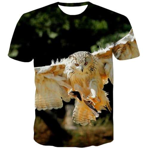 Owl T-shirt Men Animal Shirt Print Ferocious Tshirt Anime Hip Hop T-shirts 3d Street T shirts Funny Short Sleeve Punk Rock - KYKU