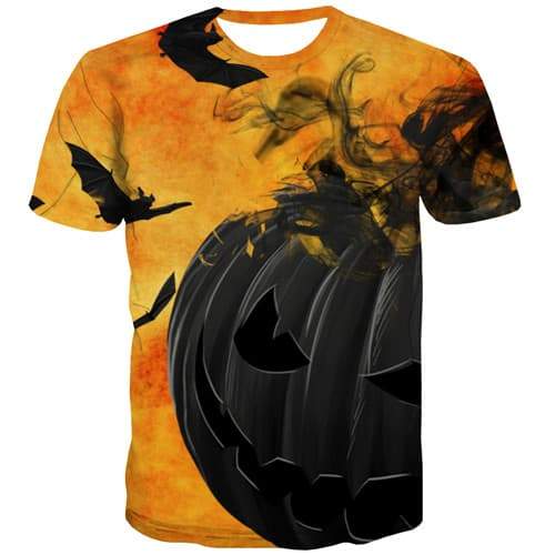 Pumpkin T shirts Men Halloween Tshirts Novelty Black Shirt Print Cartoon Tshirts Casual Harajuku T-shirts 3d Short Sleeve - KYKU