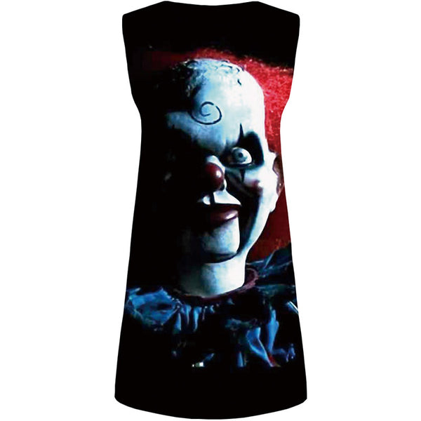 Clown Dresses Women Graffiti Halter Sleeveless Black Bodycon Dress Gothic Ladies Dresses Rock Sundress Womens Clothing Summer