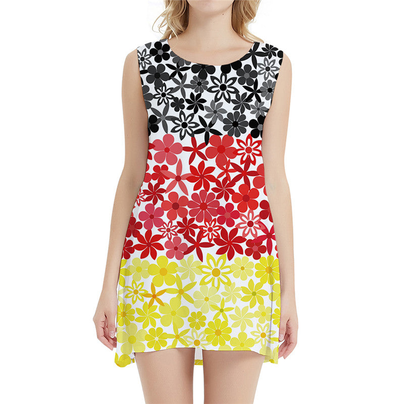 Flower Dress Women Art Sexy Colorful Vestido Sexy Germany Short German Flag Party Womens Clothing Vintage