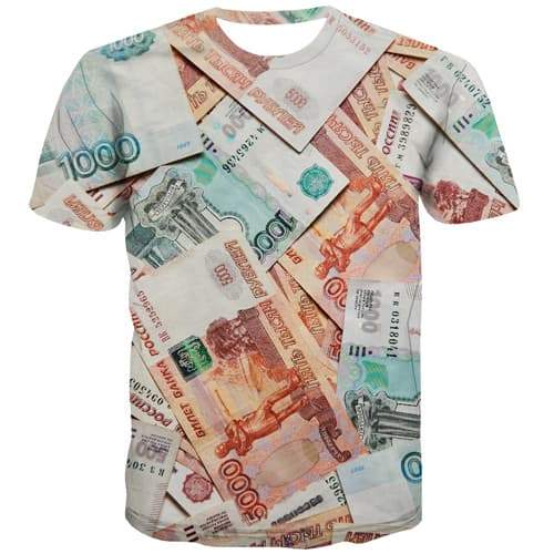 Russian Ruble T-shirt Men Money Tshirt Anime Harajuku Tshirt Printed Russia T shirts Funny Vintage Shirt Print Short Sleeve - KYKU