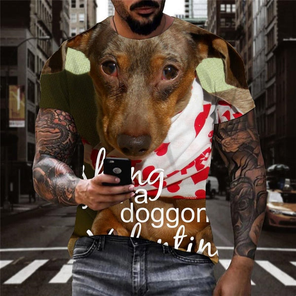
t shirt dog Puppy Cute Pets Hip hop tshirt 3D Cool big Smart dogs men art costume
                