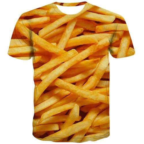 French Fries T-shirt Men Food Tshirts Casual Harajuku Tshirts Cool Funny T-shirts Graphic Gothic Tshirts Novelty Short Sleeve - KYKU