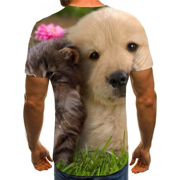 
shirt animal docile pets Cool Casual art costume men cat and dog
                